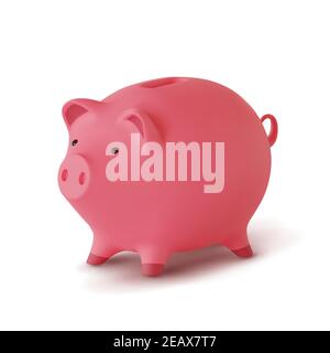 moneybox 3d réaliste sous la forme d'un cochon isolé sur fond blanc, vecteur Illustration de Vecteur