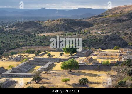 Vue sur Yagul, site classé au patrimoine mondial de l'UNESCO, à Oaxaca, au Mexique Banque D'Images