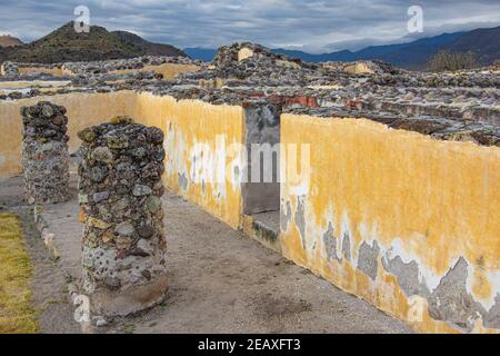 Vue sur Yagul, site classé au patrimoine mondial de l'UNESCO, à Oaxaca, au Mexique Banque D'Images