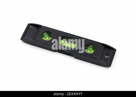 niveau à bulle mini noir isolé sur fond blanc Banque D'Images