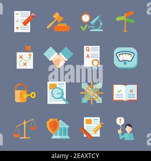Ensemble d'icônes plates de conformité juridique et de réglementation des droits d'auteur illustration vectorielle isolée Illustration de Vecteur