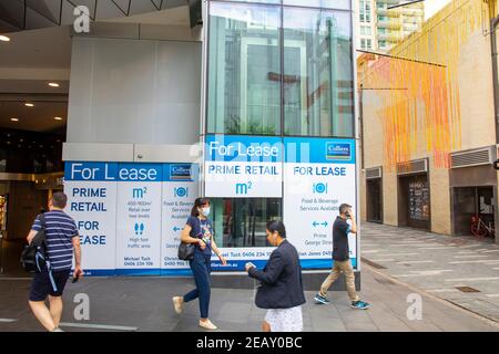 Magasin de détail de Sydney à louer à la ville de Sydney Centre pendant la pandémie Covid 19, Sydney, Nouvelle-Galles du Sud, Australie Banque D'Images