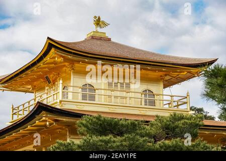 Kinkaku (Pavillon d'or), en gros plan après restauration en 2021, temple de Rokuonji, Kyoto, Japon Banque D'Images