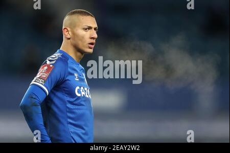 Richarlison d'Everton pendant le cinquième match de la coupe Emirates FA au parc Goodison, Liverpool. Date de la photo: Mercredi 10 février 2021. Banque D'Images