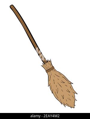 Vecteur de balai de sorcière isolé sur fond blanc Illustration de Vecteur