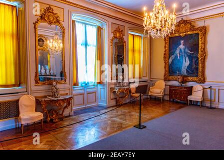 STOCKHOLM, SUÈDE, 21 AVRIL 2019 : chambres joliment décorées du palais Drottningholm près de Stockholm, Suède Banque D'Images