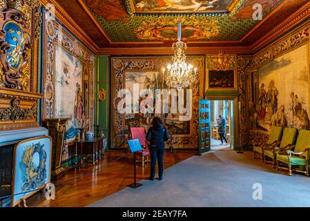 STOCKHOLM, SUÈDE, 21 AVRIL 2019 : chambres joliment décorées du palais Drottningholm près de Stockholm, Suède Banque D'Images