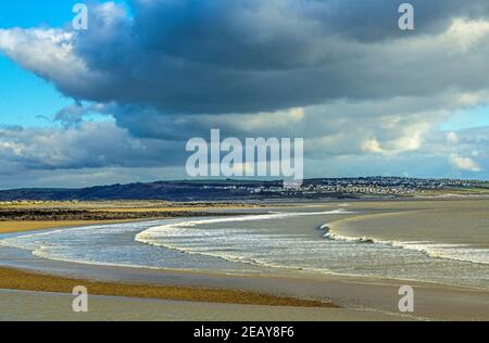 Trecco Bay Porthcawl en janvier sur la côte sud du pays de Galles Banque D'Images