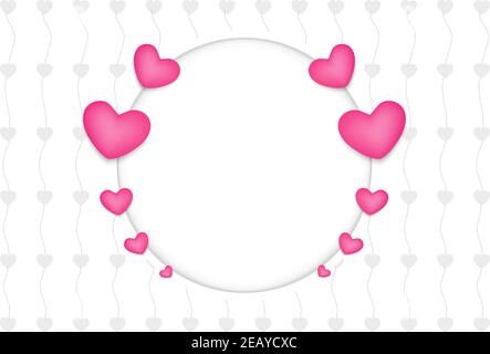 Présentation du concept de la Saint-Valentin. Illustration vectorielle. Coeurs roses avec cadres ronds. Illustration de Vecteur