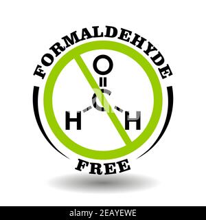 Timbre vecteur interdit sans formaldéhyde pour l'étiquette d'emballage biologique. Signe rond pas de formaldegid dans les produits sains logo, bio chimie icône, bio co Illustration de Vecteur