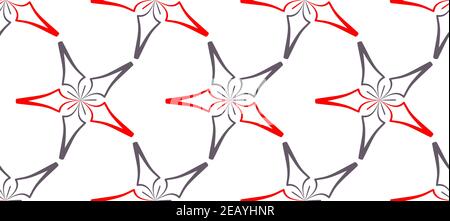 Motif sans coutures en forme d'étoile créative. Illustration florale géométrique en rouge, gris. Arrière-plan blanc. Vecteur 10 Illustration de Vecteur