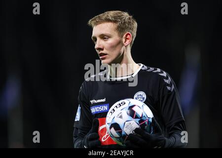 Copenhague, Danemark. 10 février 2021. Emil Frederiksen (22) de SoenderjyskE vu dans le match de Pokalen de Sydbank entre Fremad Amager et SoenderjyskE à Sundby Idraetsprack à Copenhague. (Crédit photo : Gonzales photo/Alamy Live News Banque D'Images