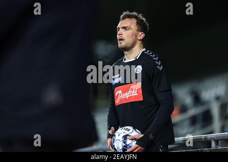 Copenhague, Danemark. 10 février 2021. Pierre Kanstrup (12) de SoenderjyskE vu dans le match de Pokalen de Sydbank entre Fremad Amager et SoenderjyskE à Sundby Idraetsprack à Copenhague. (Crédit photo : Gonzales photo/Alamy Live News Banque D'Images