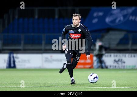 Copenhague, Danemark. 10 février 2021. Pierre Kanstrup (12) de SoenderjyskE vu dans le match de Pokalen de Sydbank entre Fremad Amager et SoenderjyskE à Sundby Idraetsprack à Copenhague. (Crédit photo : Gonzales photo/Alamy Live News Banque D'Images