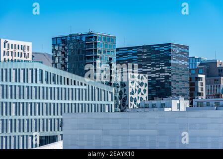 OSLO, NORVÈGE, 15 AVRIL 2019 : horizon des gratte-ciels à Oslo, Norvège Banque D'Images