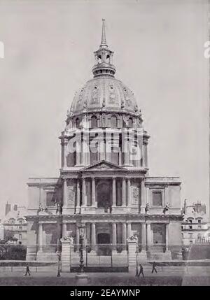 Photographie vintage 1892 du Dôme des Invalides à Paris, France Banque D'Images