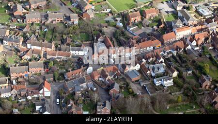 Vue aérienne de Watlington dans l'Oxfordshire avec la bibliothèque en vue Banque D'Images