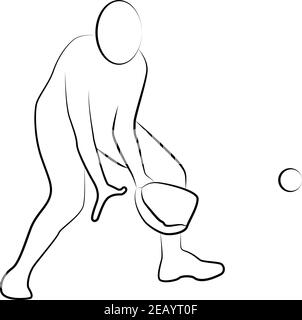 Softball Player, icône de ligne d'un ensemble, fond blanc. Vecteur EPS 10 Illustration de Vecteur