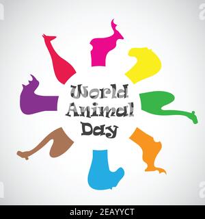 Image vectorielle d'un groupe d'animaux. Faune. Journée mondiale des animaux. Illustration vectorielle superposée facile à modifier. Animaux sauvages. Illustration de Vecteur