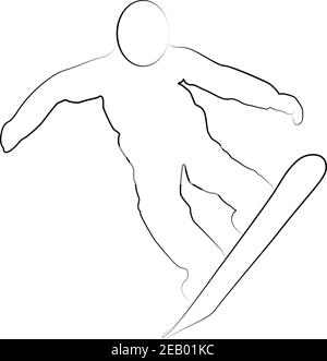 Silhouette d'une ligne de saut en snowboard icône d'un ensemble sportif. Vecteur EPS 10 Illustration de Vecteur