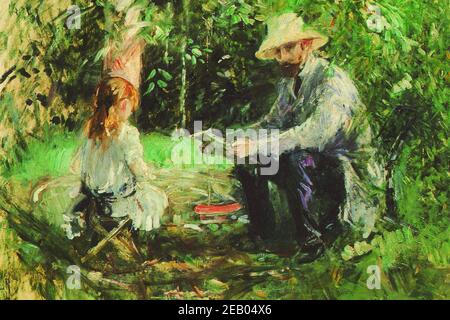 Eugène Manet et sa fille dans le jardin 1875 Banque D'Images