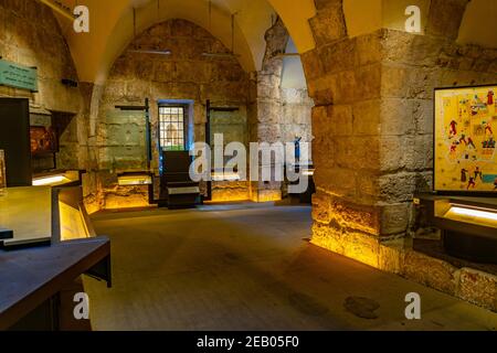 JÉRUSALEM, ISRAËL, 8 SEPTEMBRE 2018 : musée historique à l'intérieur de la tour de David à Jérusalem, Israël Banque D'Images