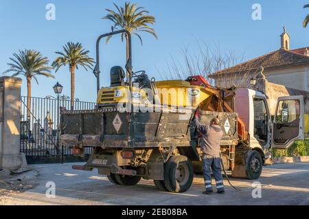 Porreres, Espagne; février 11 2021: Deuxième phase de fouilles dans la tombe de masse du cimetière municipal de Porreres des représailles dans le Spannis Banque D'Images