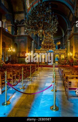 THESSALONIQUE, GRÈCE, 8 SEPTEMBRE 2017 : intérieur de l'église Sainte-Sophie à Thessalonique, Grèce Banque D'Images