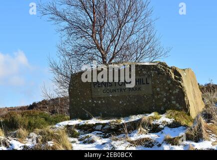 Panneau Penistone Hill Country Park, Haworth Moor, Bronte Country, West Yorkshire Banque D'Images