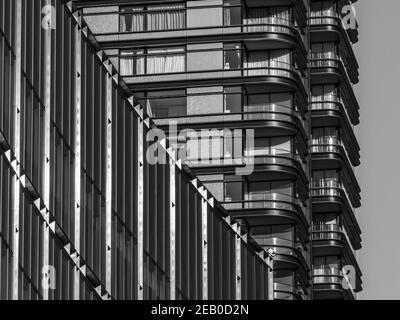 Résumé de la tour de principe et du paysage architectural environnant, Shoreditch, Londres Banque D'Images