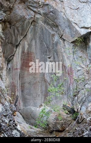 Pictogrammes, Big Creek, Frank Church - River of No Return Wilderness, Idaho. Banque D'Images