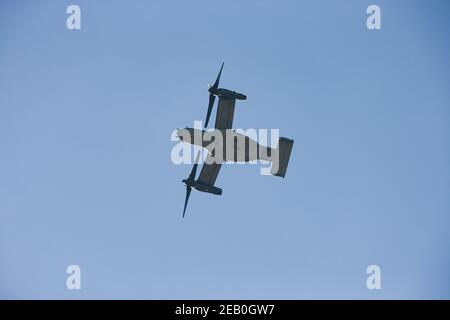 Sous le ventre de Bell Boeing USAF V-22 Osprey propellor avion Banque D'Images