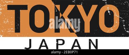 T-shirt et vêtements Tokyo avec effet grunge. Impression vectorielle, typographie, affiche, emblème Illustration de Vecteur