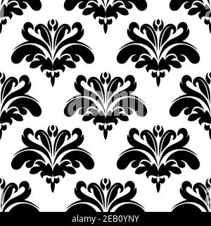 Motifs fleuris sans couture et fleurs victoriennes noires fond blanc pour un papier peint de luxe et un design textile Illustration de Vecteur