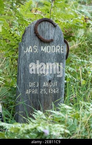 Jim Moore grave, Forêt nationale de nez Perce, Idaho. Banque D'Images