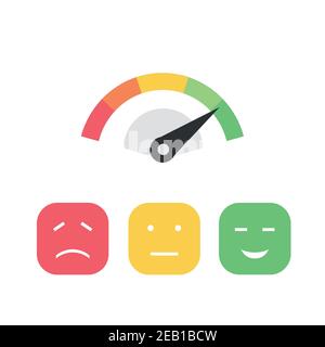 Indicateur de satisfaction des émotions de l'icône client avec différents emoji Illustration de Vecteur