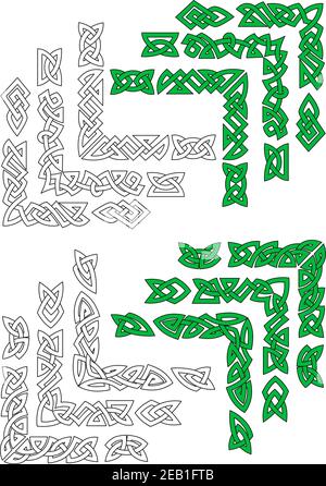 Vert et contour celtic cadre bordures pour le design et le ornementation Illustration de Vecteur