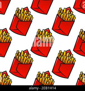 Les frites savoureuses sont préparées sans couture pour des repas rapides et motif sans coutures à emporter Illustration de Vecteur