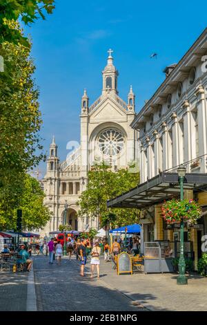 BRUXELLES, BELGIQUE, 4 AOÛT 2018 : vue de l'église Sainte Catherine à Bruxelles, Belgique Banque D'Images
