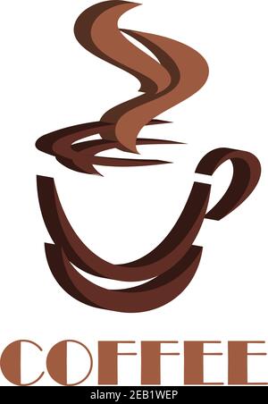 Symbole de volume de la tasse à café à la vapeur avec du marron foncé et clair couleurs pour la conception de nourriture ou de boisson fas Illustration de Vecteur