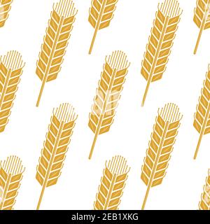 Dessin animé des oreilles de céréales sans couture montrant du blé jaune ou de l'orge pointes pour l'agriculture ou la conception de concept d'agriculture Illustration de Vecteur