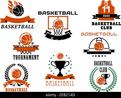 Emblèmes, étiquettes et symboles de basket-ball pour le design sportif Illustration de Vecteur