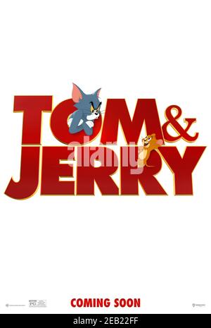 Tom & Jerry: The Movie (2021) réalisé par Tim Story et mettant en vedette Chloë Grace Moretz, Michael Peña et Rob Delaney. Le film hybride de CGI en direct avec les personnages de dessin animé de chat et de souris qui sont très appréciés. Banque D'Images