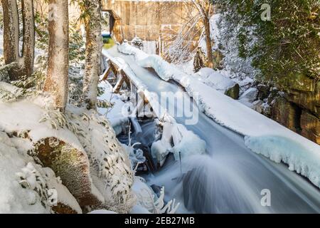 Hawk Lake Log Chute Algonquin Highlands Haliburton County Ontario Canada Banque D'Images
