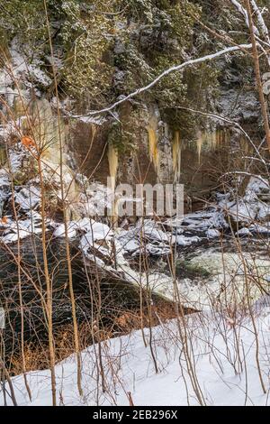 Hawk Lake Log Chute Algonquin Highlands Haliburton County Ontario Canada Banque D'Images