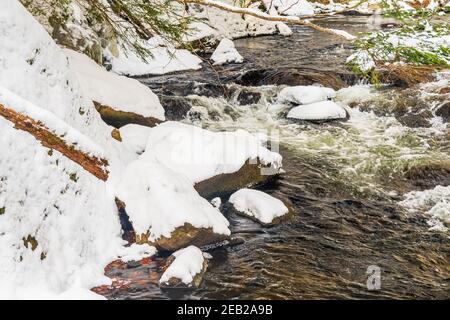 Hawk Lake Log Chute Algonquin Highlands Haliburton County Ontario Canada Banque D'Images