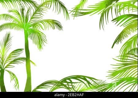 Un cadre de feuilles de palmier vertes. Bonjour été. Illustration vectorielle Illustration de Vecteur