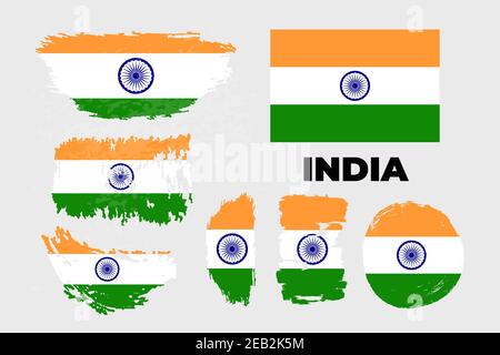 Illustration du motif vectoriel de chemise T drapeau indien, traits de pinceau couleurs drapeau indien. Illustration de Vecteur