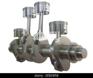 Vilebrequin en métal et 4 pistons avec bielles Banque D'Images