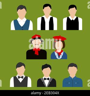 Avatars plats avec des hommes et des femmes de différentes professions de l'art ou de la culture telles que l'artiste, le musicien, le designer, l'écrivain, l'acteur et d'autres Illustration de Vecteur